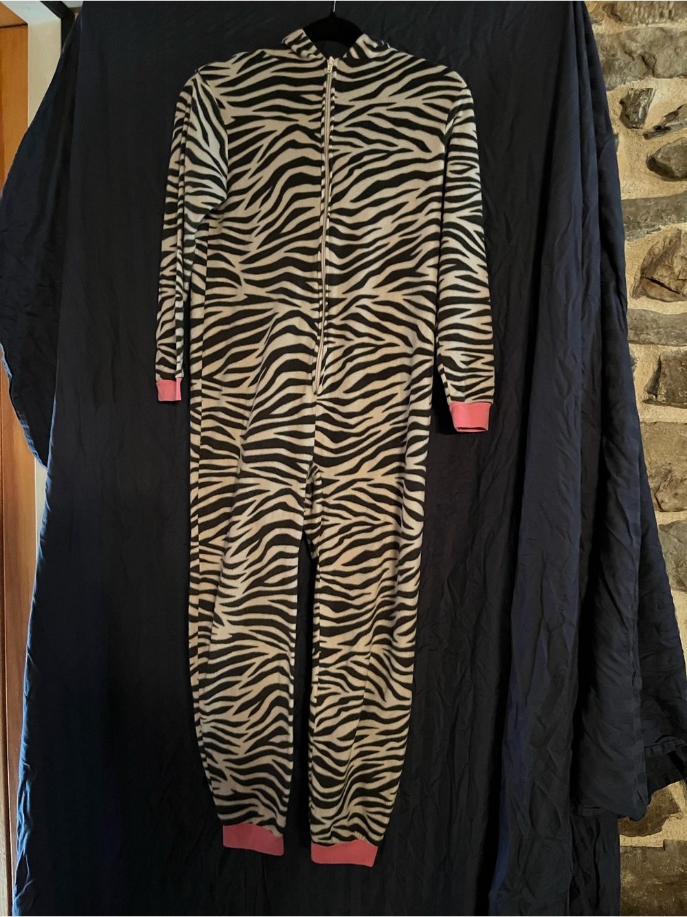 Cat & Jack Zebra-Print One-Piece Pajamas with Pink Accents
